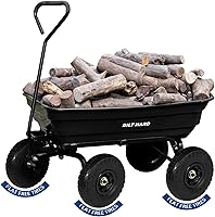 BILT HARD 600 lb Poly Garden Dump Cart with No-Flat Tires, Quick Release Dump, 4 Cu Ft Heavy Duty Yard Wagon