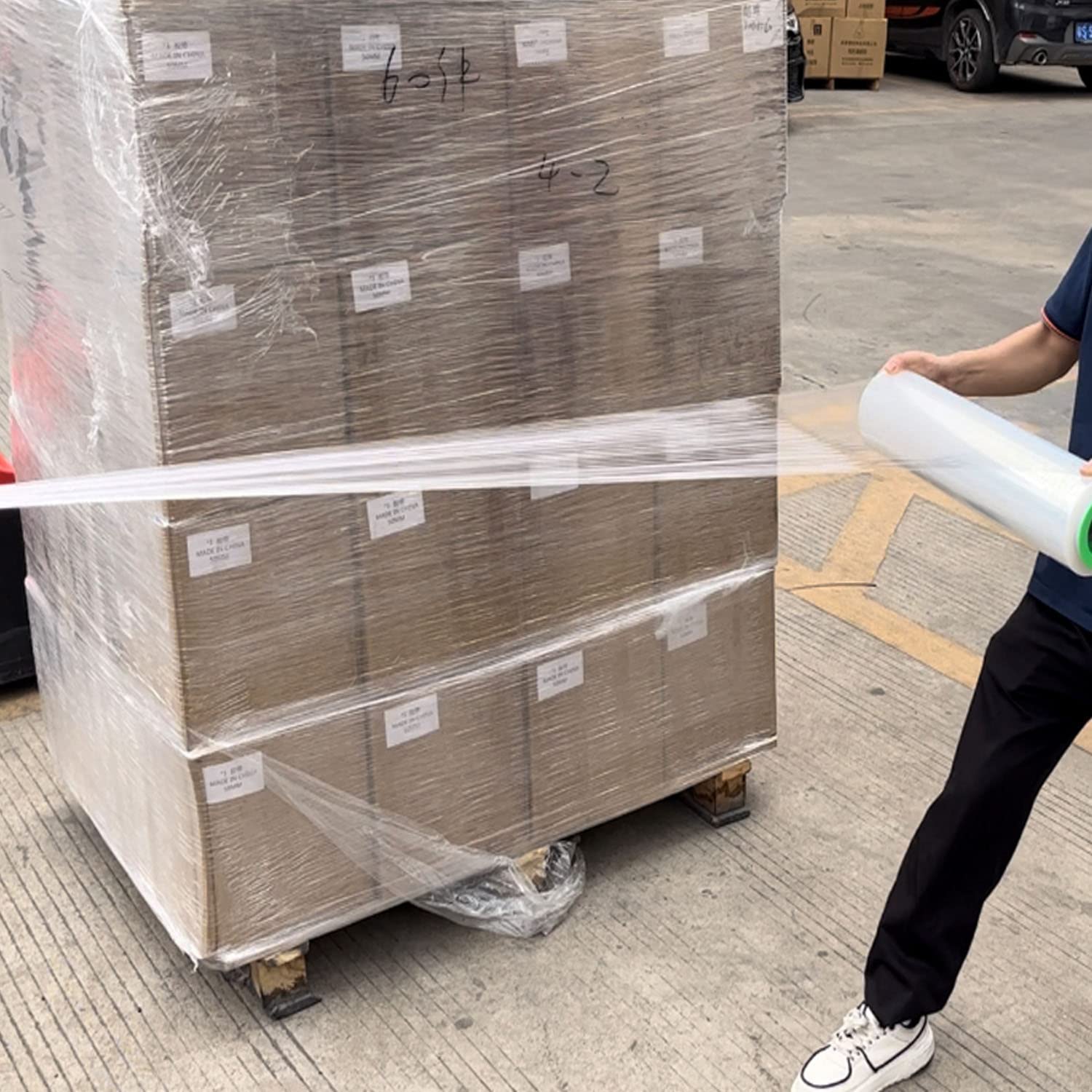 Pellicola estensibile trasparente per imballaggio e trasloco, 250 x 400 mm x 18 µm, Cling Film con manico di rotolamento in plastica, per imballaggio e trasloco, CHUANGSEED (2)
