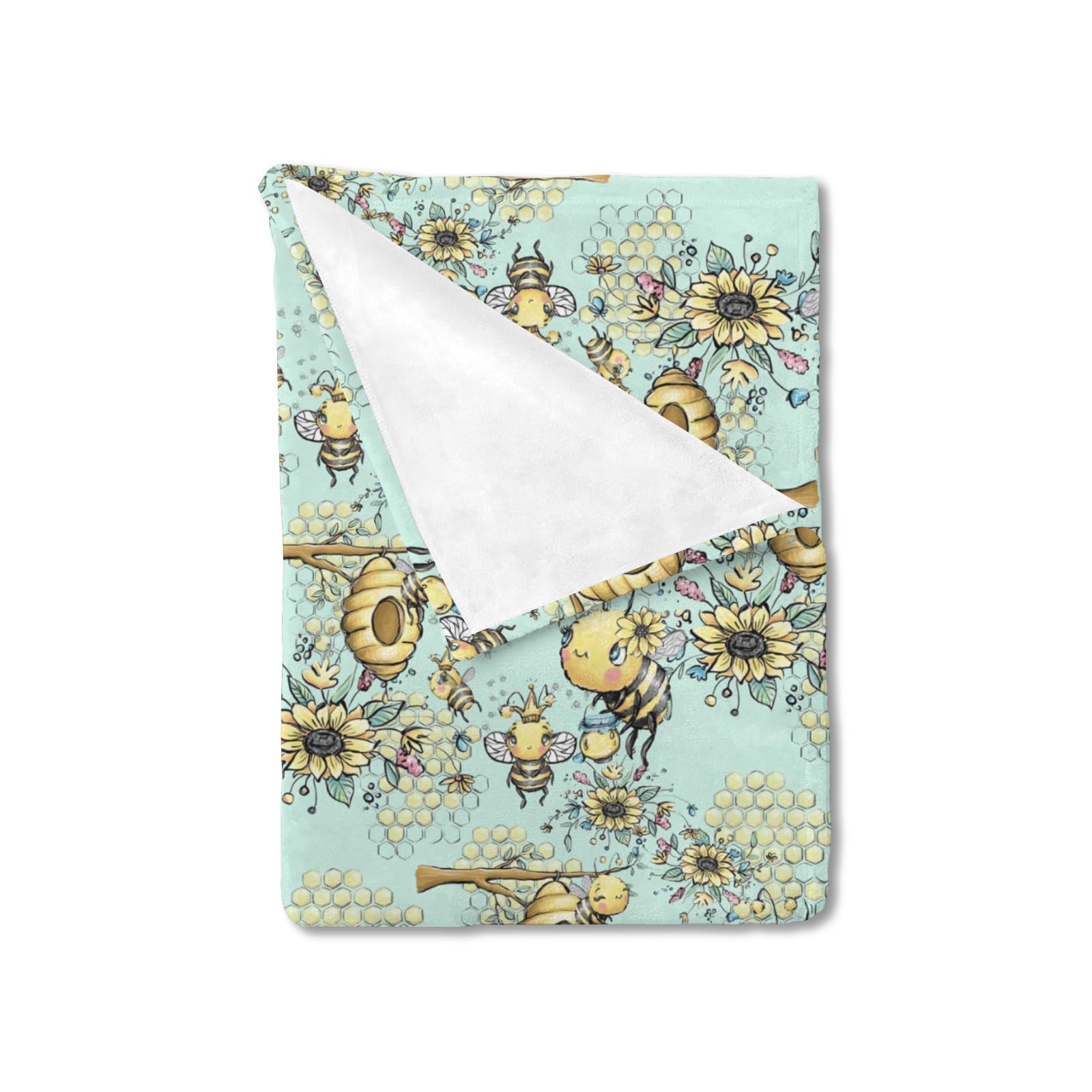 Baby Toddler Girl Queen Bee Honeycomb Sunflower Blanket Gift, Nursery Bumblebee Honey Flannel Fleece Bed Swaddling Cloth, Flower Soft Lightweight Newborn Baby Shower Kid Crib Bedding 30 x 40
