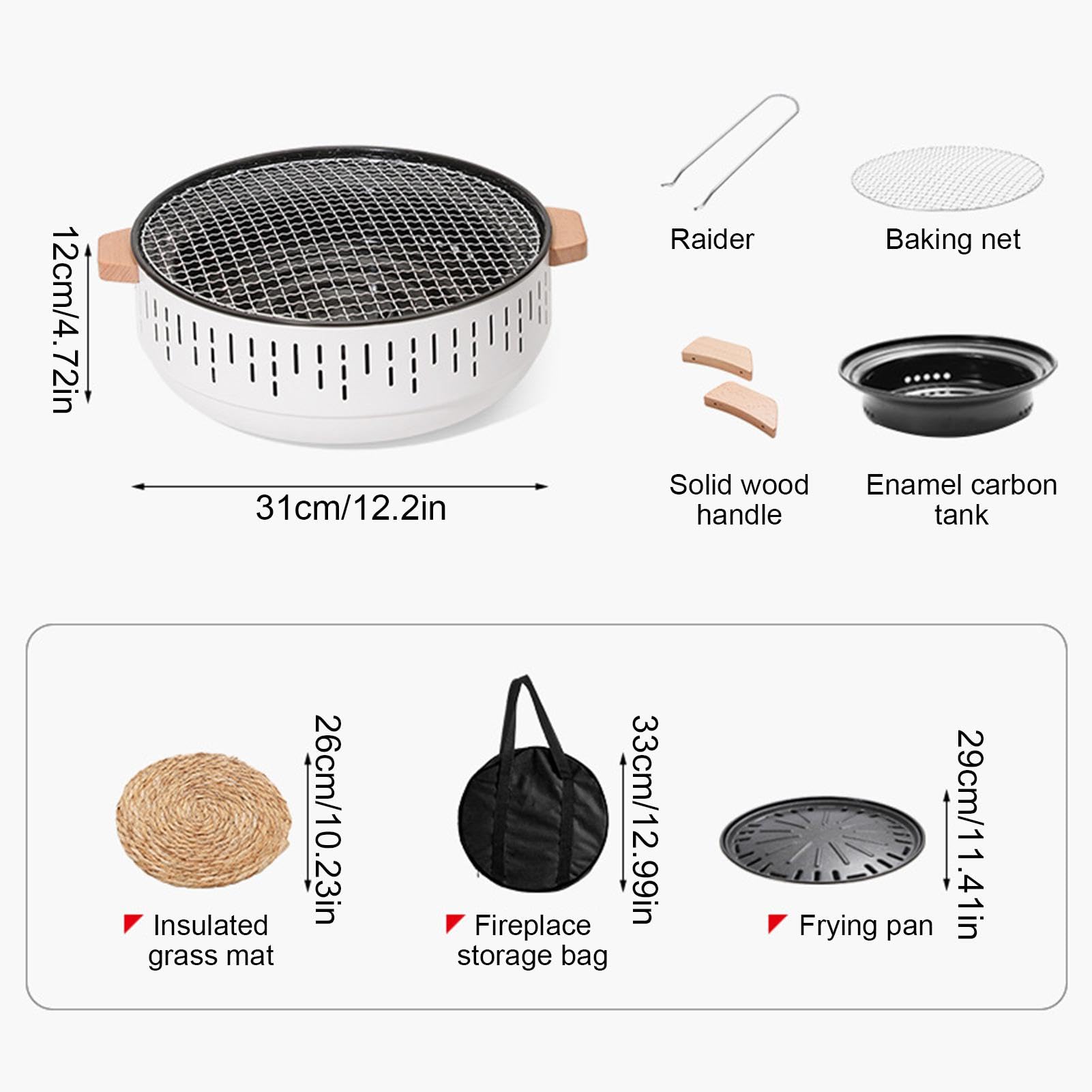 Barbecue portatile a carbonella, barbecue a carbonella – Piccola rete per barbecue da esterno in acciaio inox, griglia da tavolo con custodia portatile, teglia da forno antiaderente per barbecue | barbecue da esterno in acciaio , griglia da tavolo con por