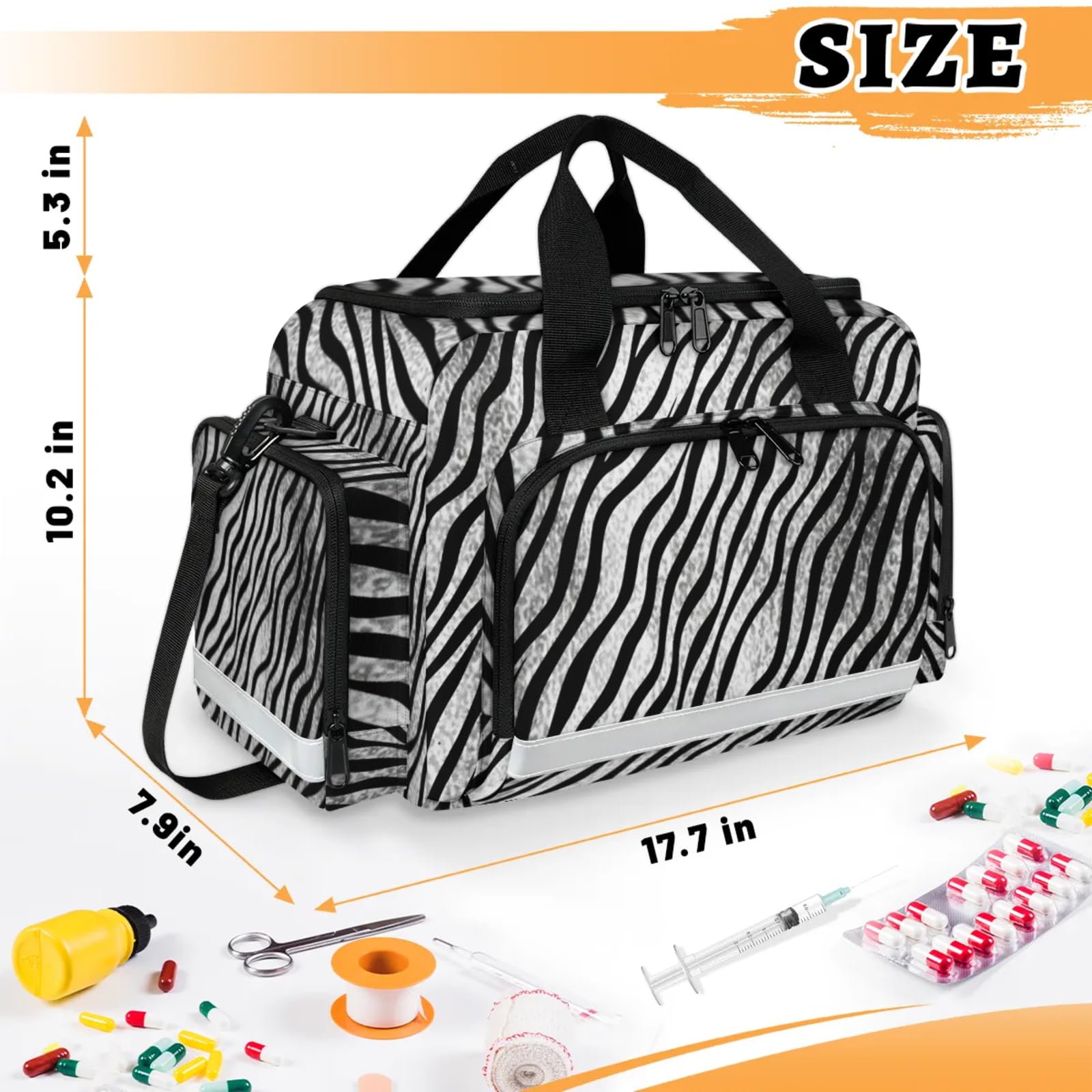 GzLeyigou First Aid Bags Empty, Bold Leopard Print Emergency Bag First Aid Kit Multiple Compartment Kit Carrier On Call Trauma Bag For Paramedics Emergency Medical Supplies Kit