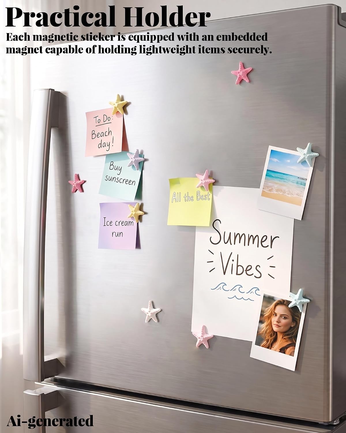 12 Pieces Colorful 3D Starfish Fridge Magnets for Home Decor image 5