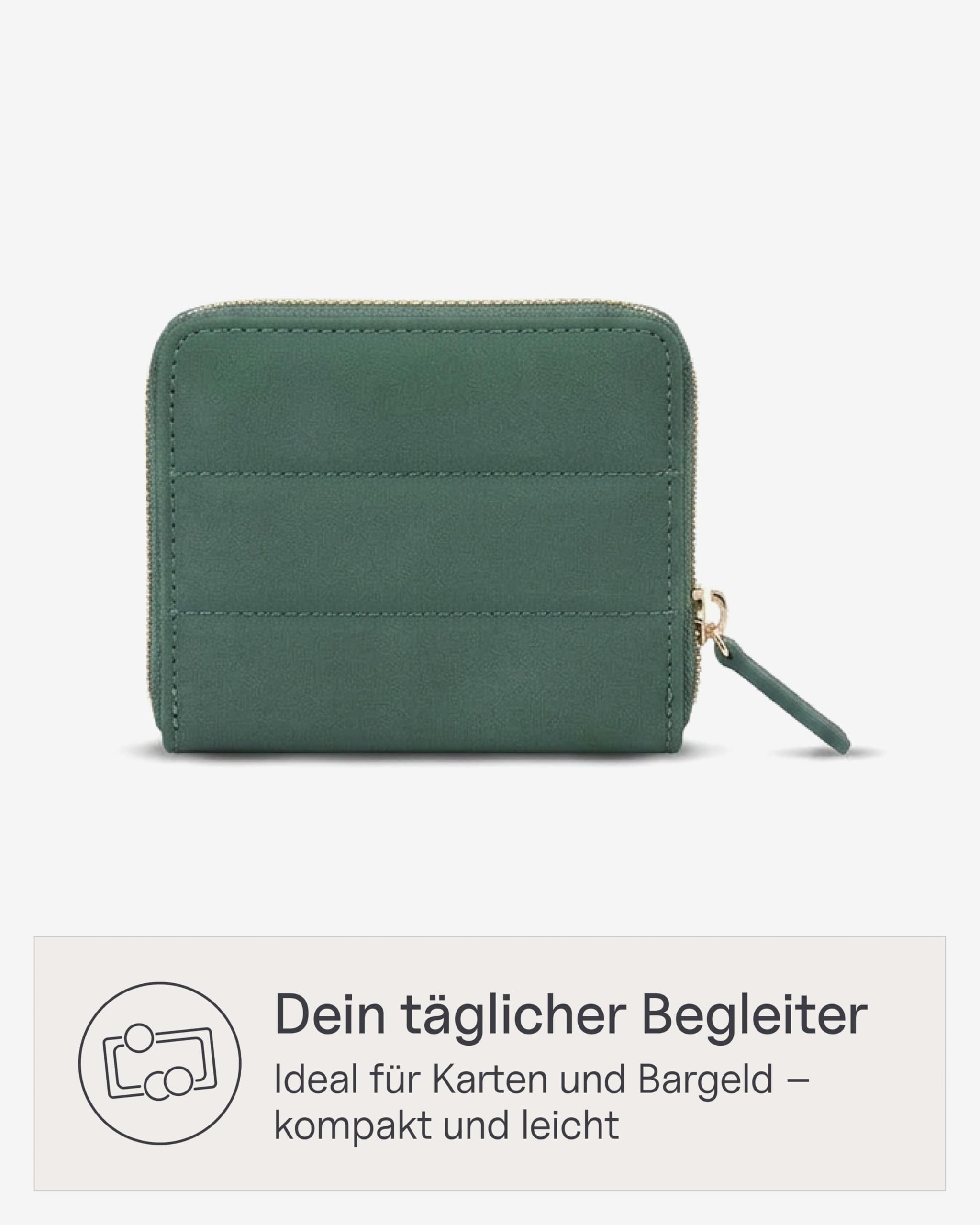 Kapten & Son Geldbörse Damen | Louvre Cloud Small Pine Green | Damen Portemonnaie klein | Portemonnaie Grün | Brieftasche mit Kleingeldfach & 6 Kartenfächer | 9,5X 11,5X 2,5cm