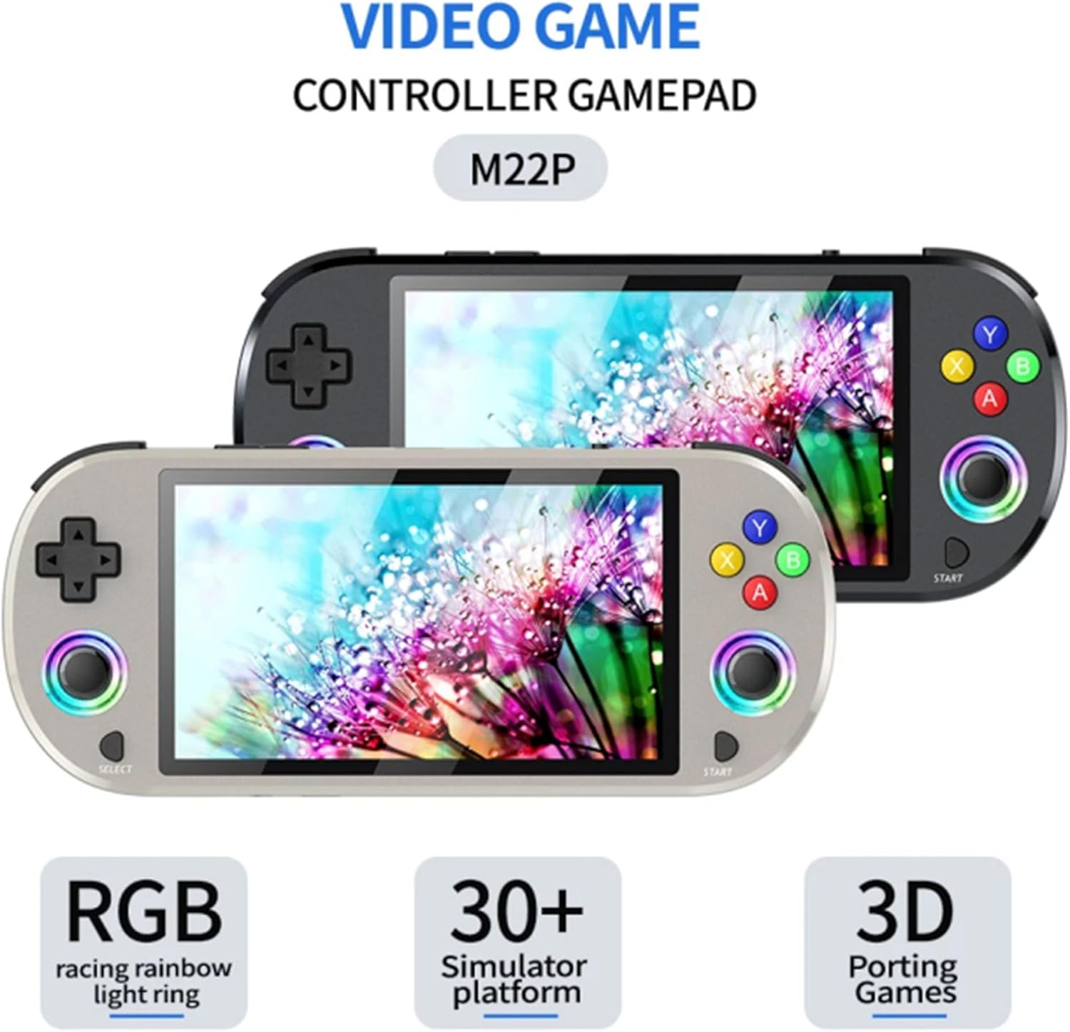 QISHENKOLA M22pro Handheld Game Console with an external gamepad