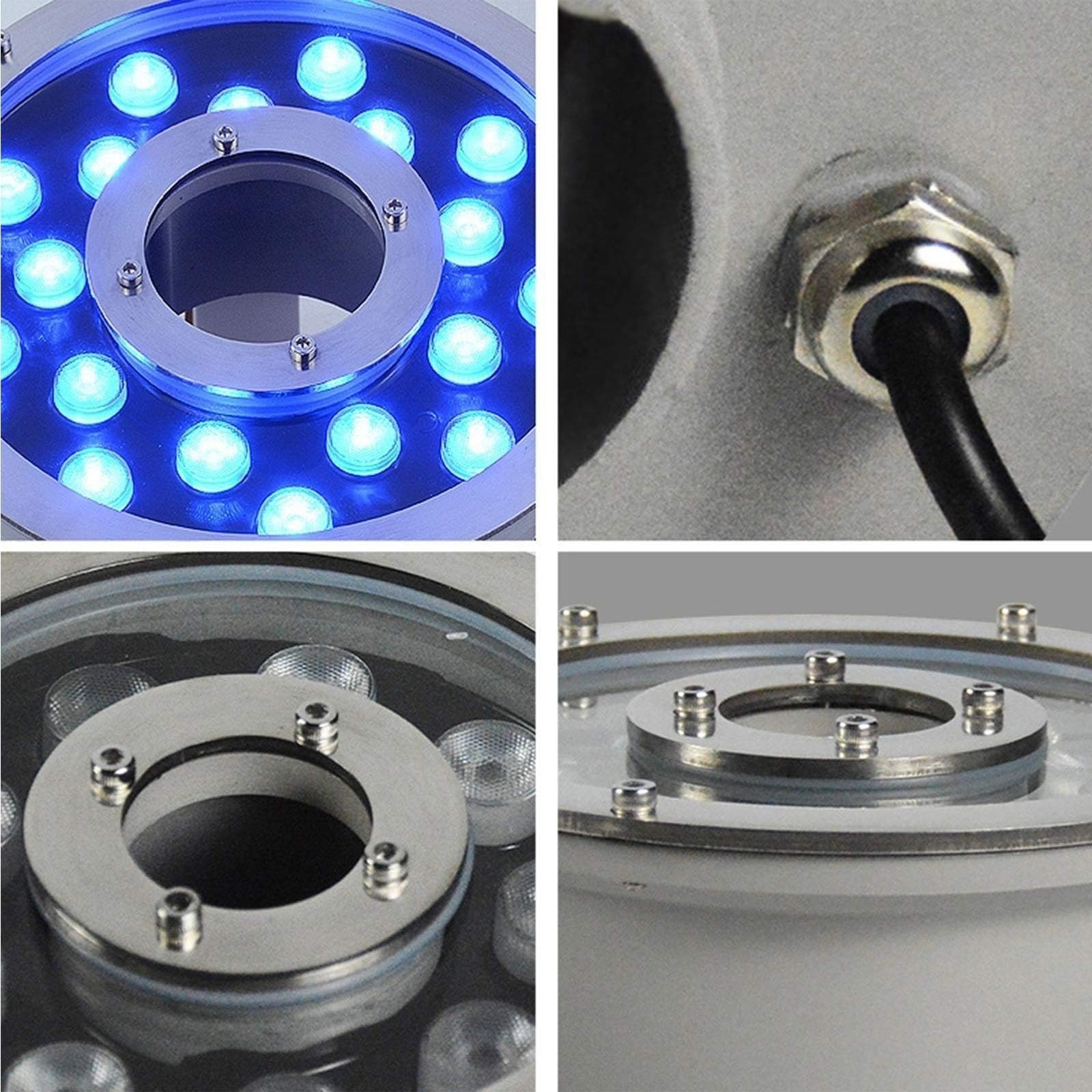 Luci del Cortile Faretto for Paesaggio subacqueo 12/24V Foro Centrale, IP68Faretto for laghetto subacqueo, for Piscina con Fontana da Giardino(Red,6W(12V))