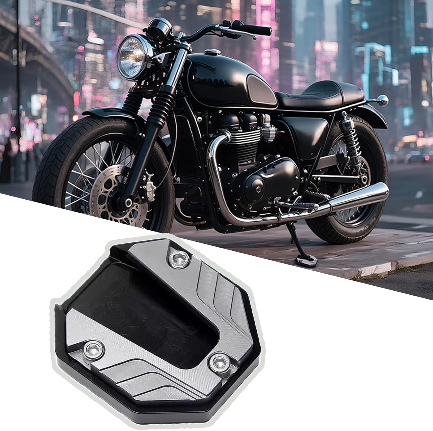 Motorcycle Kickstand Pad for Suzuki VanVan 125 2006-2018, Aluminum Alloy Side Stand Extension Plate, Foot Support Plate Pedal Extender, Motorcycle Side Stand Pad, D Gray