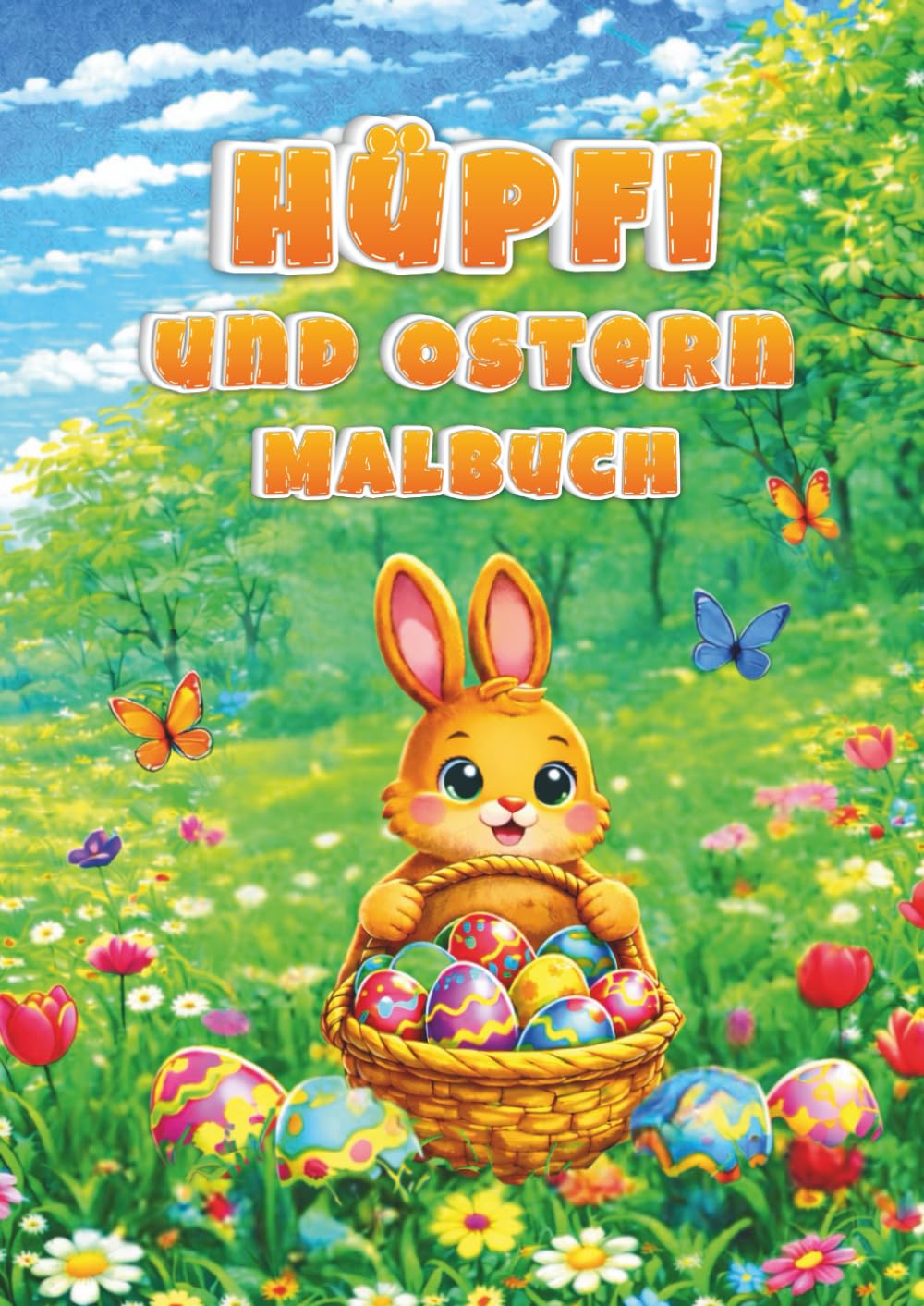 Hüpfi und Ostern: Malbuch für Kinder ab 2 Jahren mit niedlichen Tieren und Ostermotiven