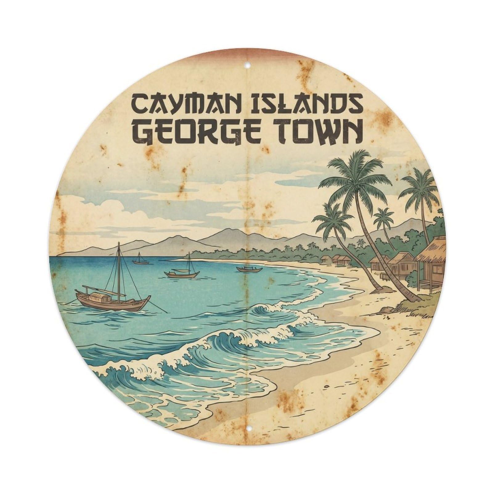 Island Resort Cayman Islands Georgetown Coastal Escape Metal Tin Sign