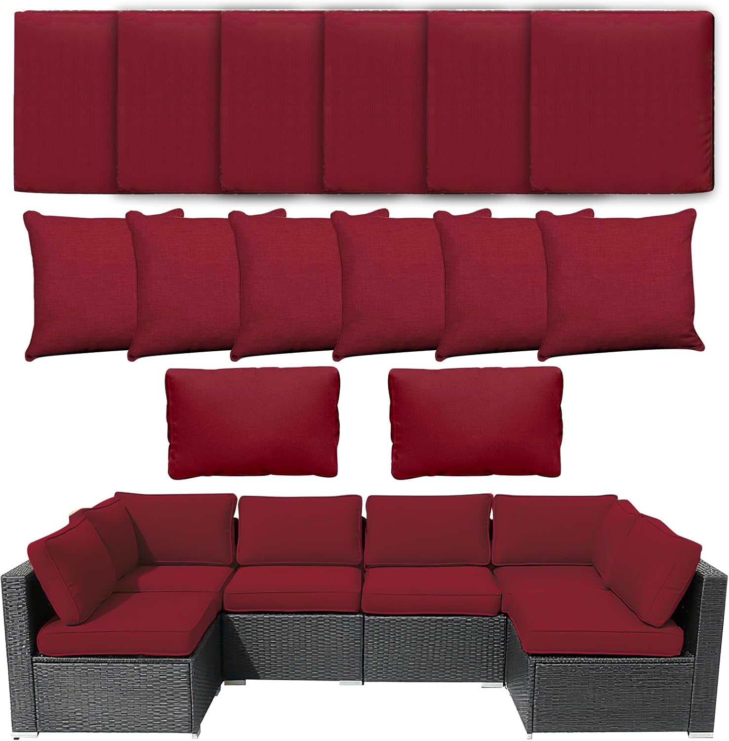 14Piece Outdoor Sofa Cushion Cover Replacement Outdoor Chair Cushions Covers with Zipper Waterproof Anti-Fading for Patio Conversation Sectional Set, Covers Only (25.6 * 25.6Inch Sage Green)