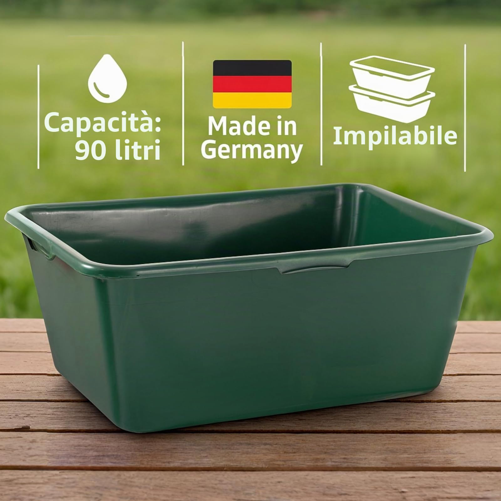 BURI Vasca da bagno in plastica HDPE per uso alimentare, in plastica naturale, rettangolare, robusta, versatile, adatta per cani o bevande per cavalli