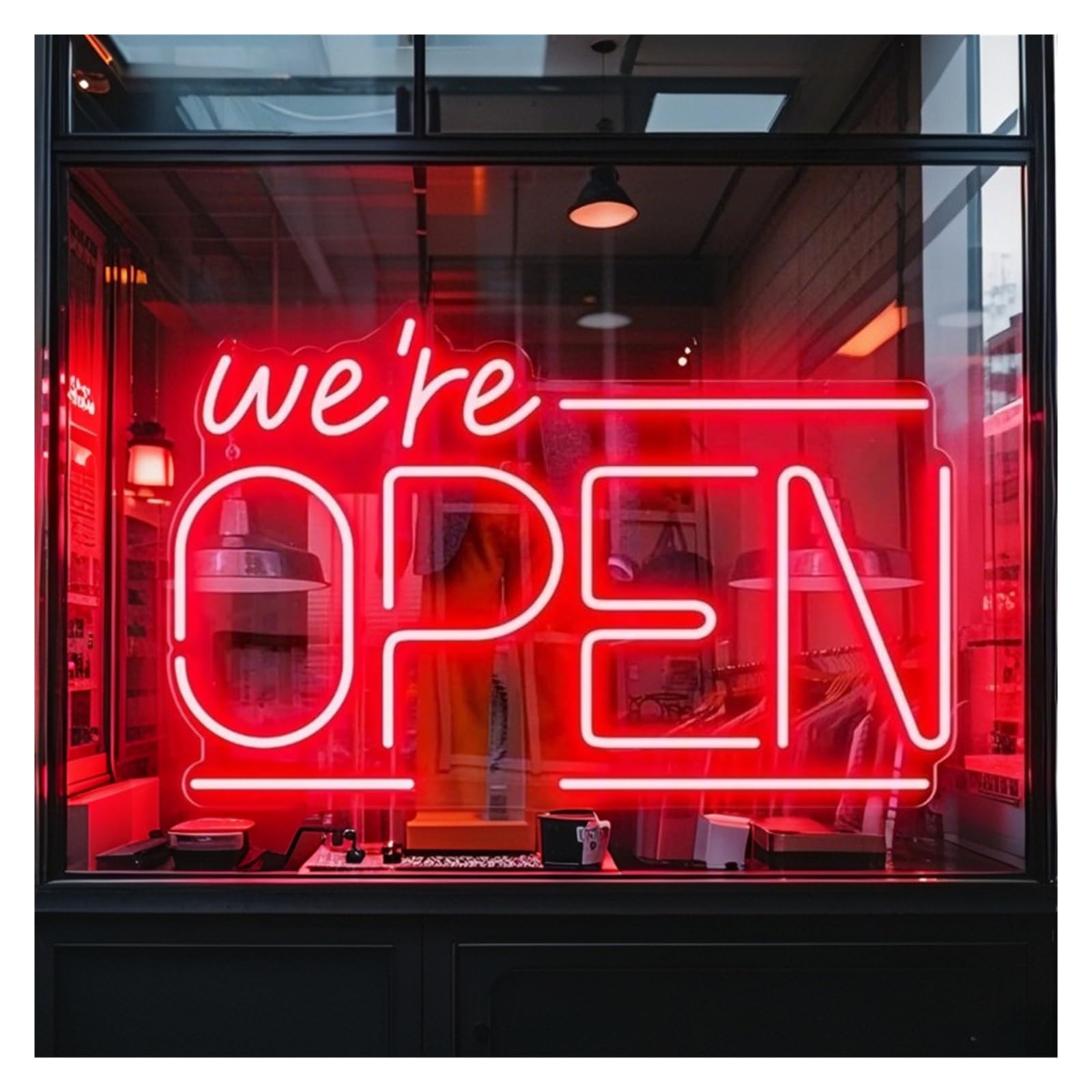Lampe Néon Lumière de signe ouverte pour les affaires, néon Ultra lumineux pour vitrine, porte en verre, magasin(Rouge)