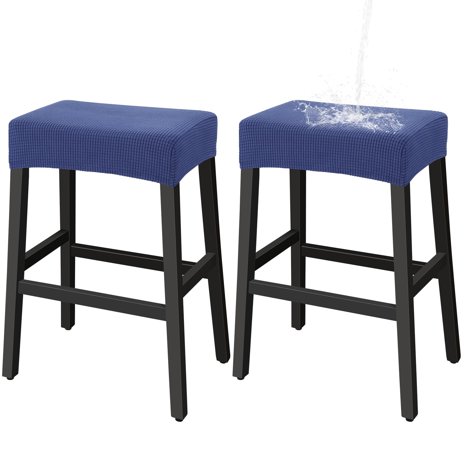 YISUN Rectangle Stool Cover 2 PCS, Stretch Waterproof Stool Seat Cover, Washable Counter Saddle Stool Cover for Kitchen Island Wooden Metal Bar Stools