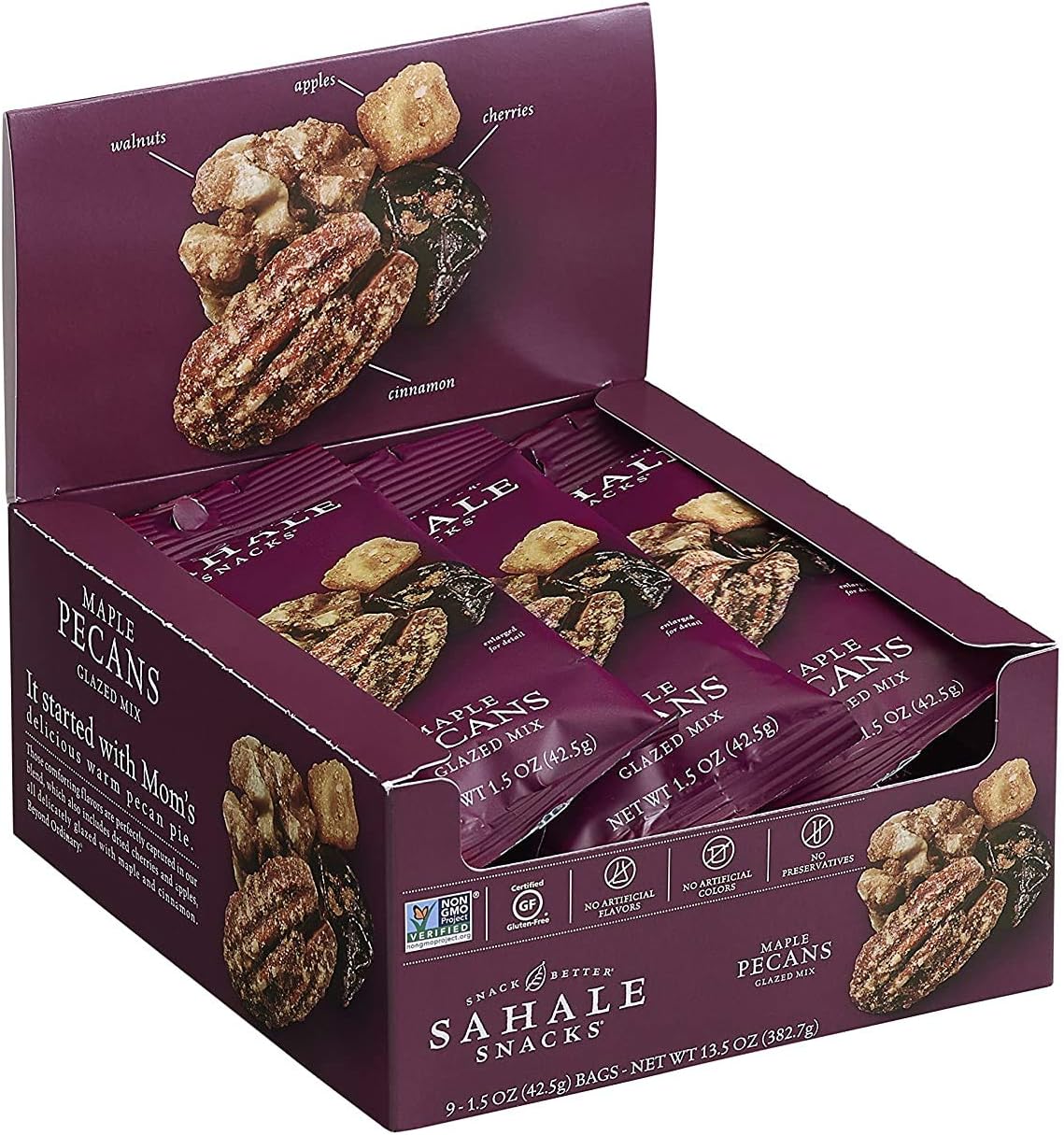 Sahale SnacksGlazed Mix, Maple Pecans, Pack of 9,1.5oz (42.5g) Each
