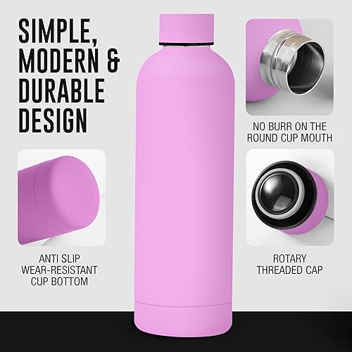 Miniatura 2 de FRANIKAI - Botella de agua aislada, botellas de agua reutilizables de acero inoxidable de doble pared, botella de agua de viaje para deportes,