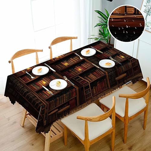 Miniatura 3 de Swono Manteles antiguos para biblioteca misteriosa, decoración de mesa de cocina, comedor, mantel de poliéster para interiores y exteriores, 50 x 72