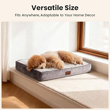 OhGeni Orthopedic Waterproof Small Dog Bed, Memory Foam, 24 inch(Gray)