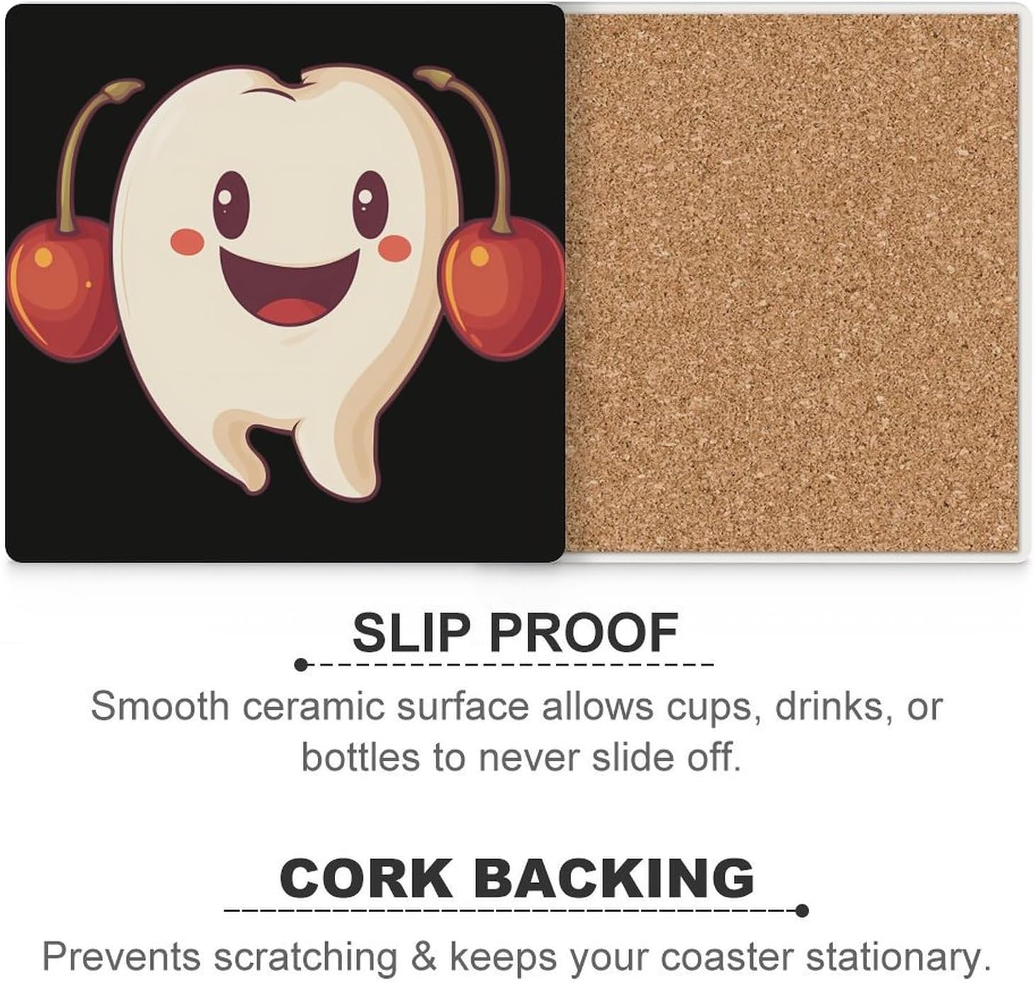 Cherryteeth Ceramic Coasters Square Drinks Coaster Coffee Table Decor Table Coaster for Home Bar