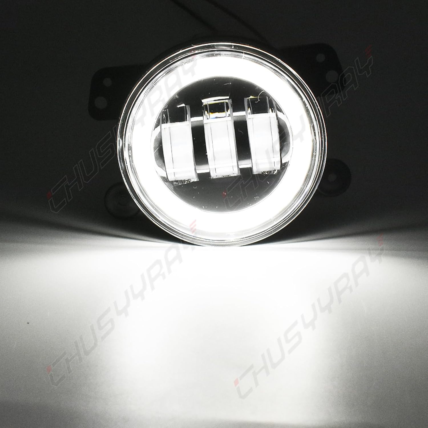 CHUSYYRAY 4 Inch Fog Light Assembly Compatible with Freightliner Coronado Fog Lights Assembly, LED Driving Bumper Clear Lens Fog Lamps with DRL and Turn Signal, 6000K Super Bright, Pack of 2