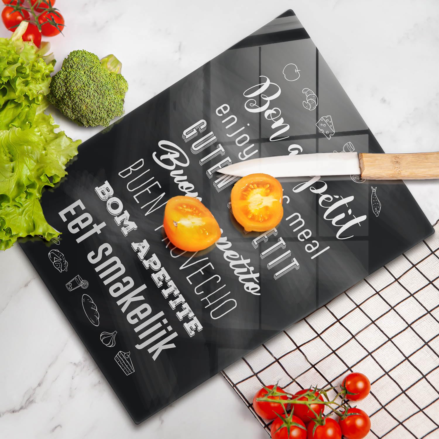Tabla de cristal | Negro | Superficie impresa
