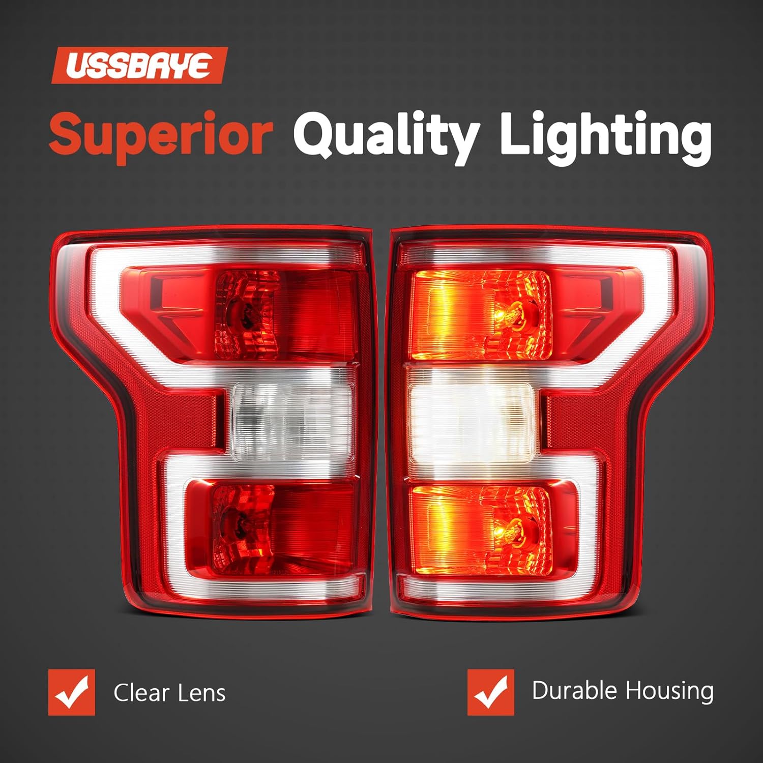 Tail Lights Compatible with 2018-2020 Ford F150 STX/XL/XLT Rear Taillight Assembly Included Bulbs and Harness OE:FO2800265 JL3Z13405H FO2801265 JL3Z13404H（ Halogen & Driver and Passenger Side ）
