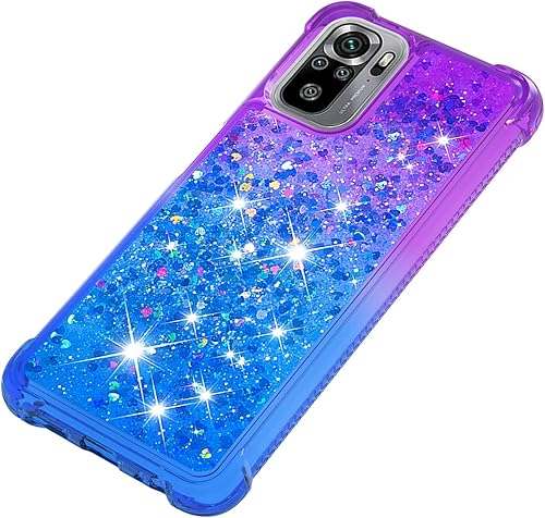 Miniatura 6 de CCSmall Funda para Xiaomi Redmi Note 10 4GXiaomi Redmi Note 10S, Creatividad Clear Gradient Quicksand Glitter Fluing Liquid Floating Case Bling