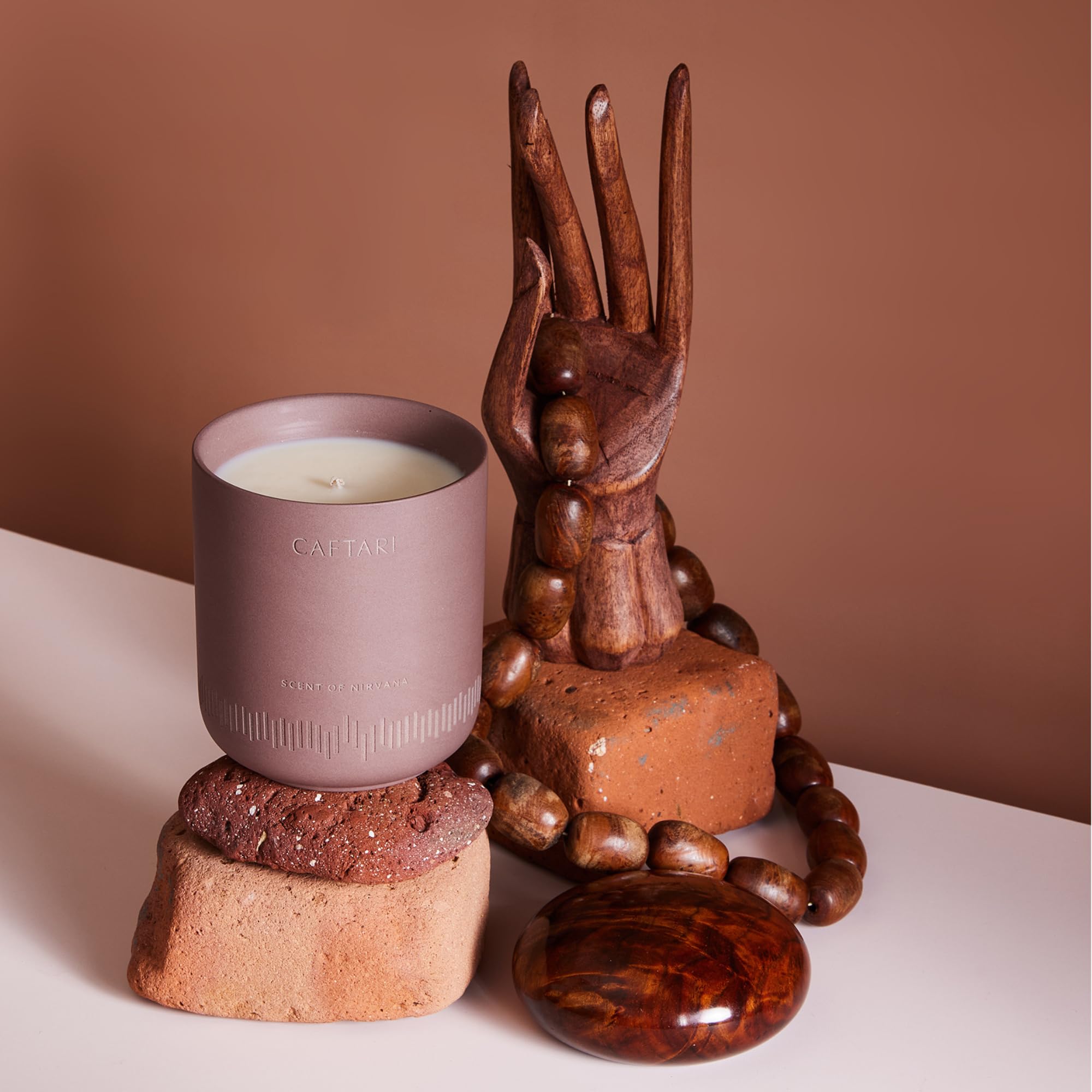 CAFTARI Luxury Scented Candle for Sleep & Stress Relief | Aromatherapy Home Gift | Oudh Essential Oil | Soy Coconut Wax Blend | 60 Hour Burn | Clean Burning (Scent of Nirvana)