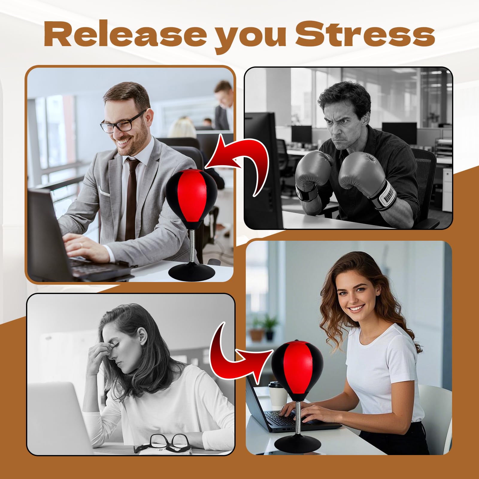 Divertido saco de boxeo de escritorio, producto para aliviar el estrés con ventosa para escritorio de oficina y hogar, divertido regalo de broma para jefes, compañeros de trabajo, amigos, mini boxeo