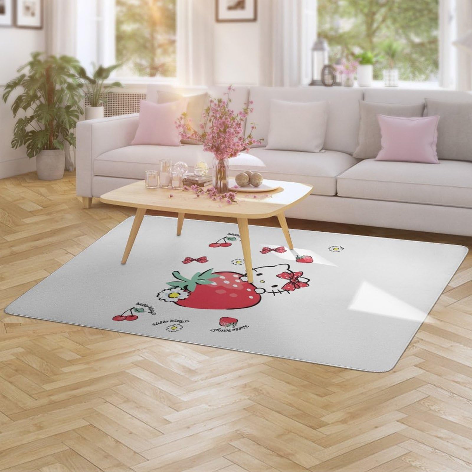 【新品未使用】ハローキティ　いちご　バスマット 新品未使用】ハローキティいちごバスマット