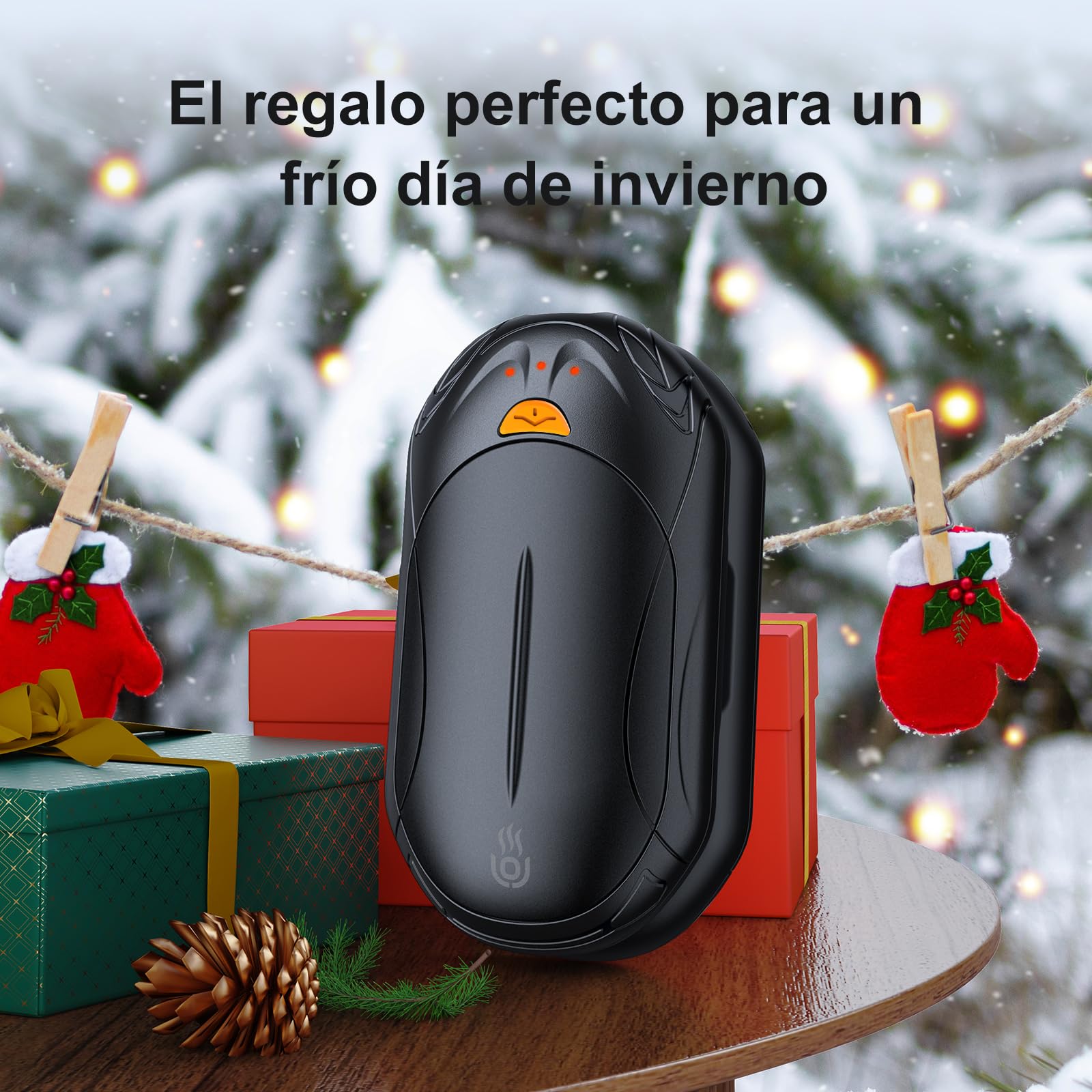 Calentador de Manos Recargable 2 en 1, Calentador Manos de Bolsillo 6000mAh Portátil, 3 Niveles de Calentamiento, para Golf Invierno Camping, Deportes al Aire Libre, Campingregalo de Navidad