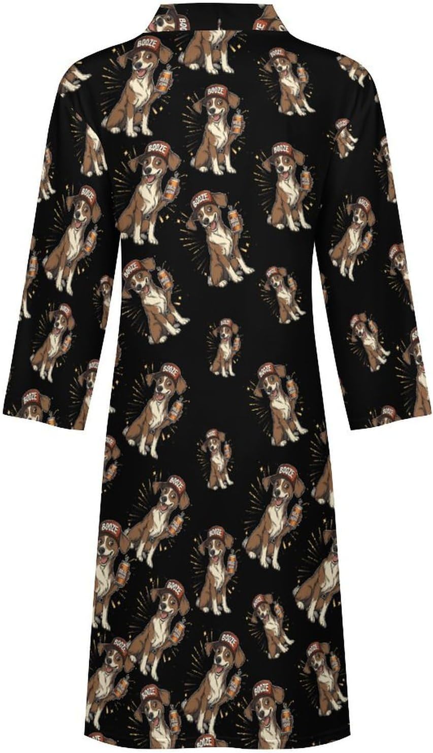 Booze Hound Mens Robe Long Bathrobe for Women Bath Robes Lightweight Soft Printed Sleepwear