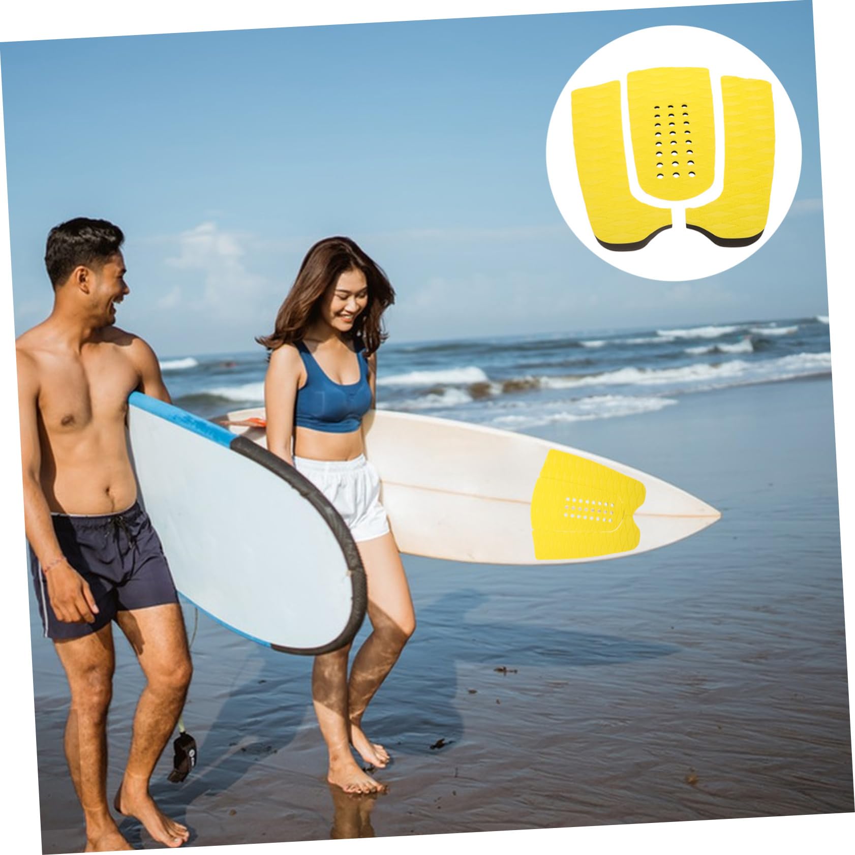 ibasenice Non-Slip Surfboard Tail Pads Eva Deck Grip Mats for Comfortable Surfing