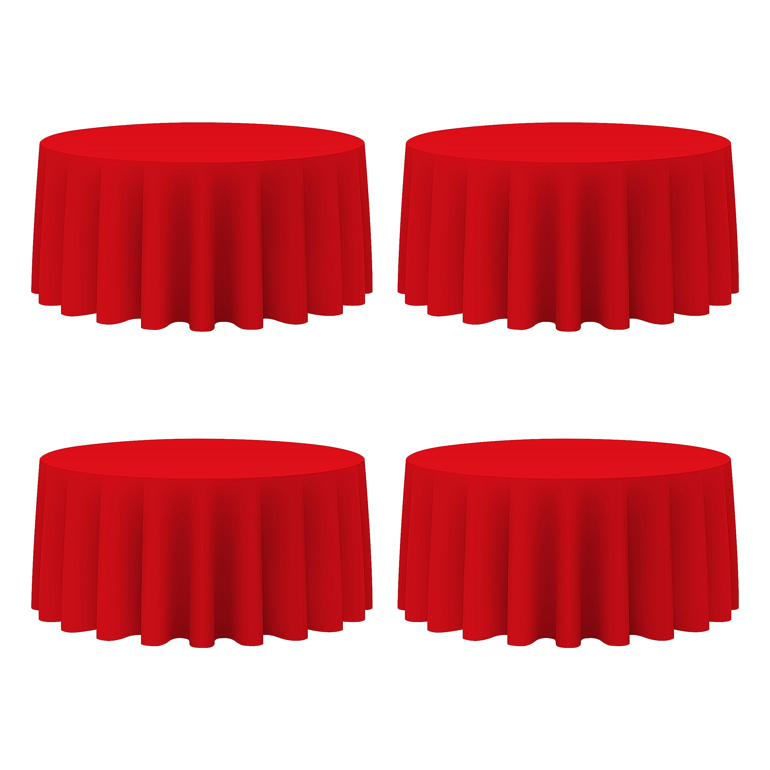 BRILLMAX 4 Pack Red Round Tablecloths 132 Inch - Circle Bulk Linen Polyester Fabric Washable Table Clothes Cover for Wedding Reception Banquet Birthday Party Buffet Restaurant
