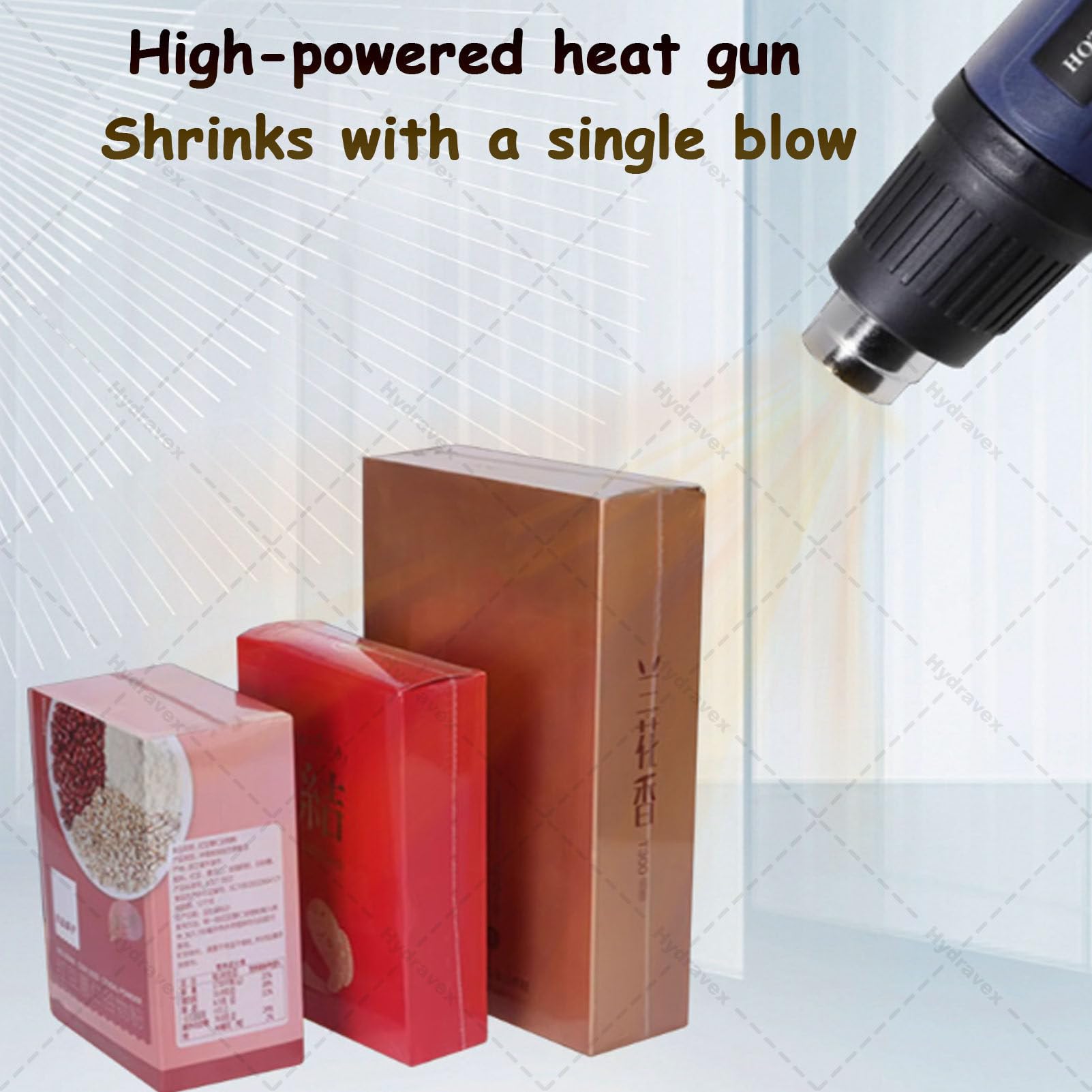 Schrumpffolie Maschine 1500W Heißsiegelmaschine mit Heißluftpistole 572-968℉ Temperaturregelung für PP PE PVC 30cm