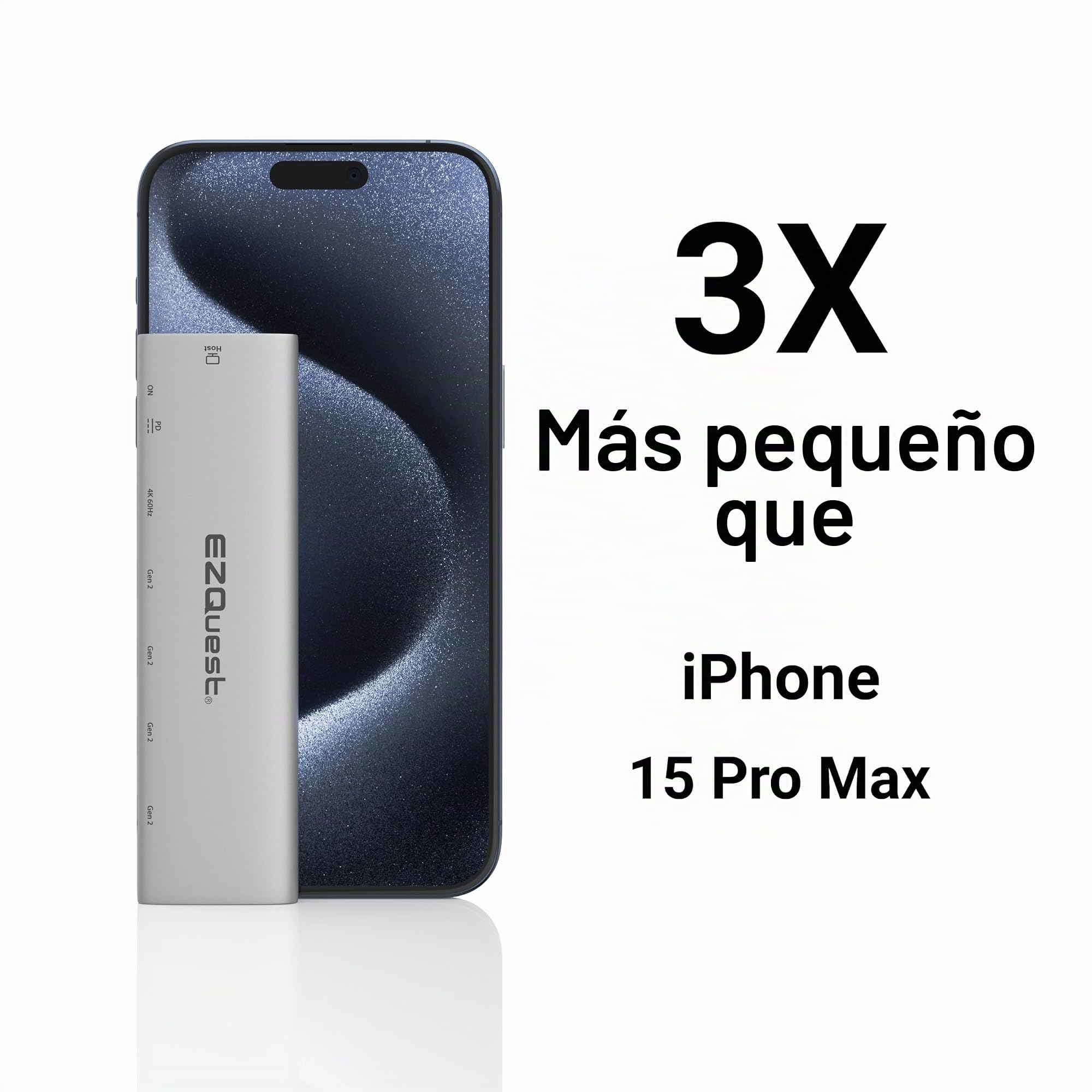Adaptador USB-C Slim Gen 2 Hub 6 en 1 1 USB-C 4K/60Hz Video, 4 USB-C Gen 2 10Gbps, y 1 USB-C Power Delivery 3.0
