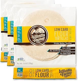 La Tortilla Factory Low Carb Flour Tortillas, 6g Net Carbs, 70 Calories,...