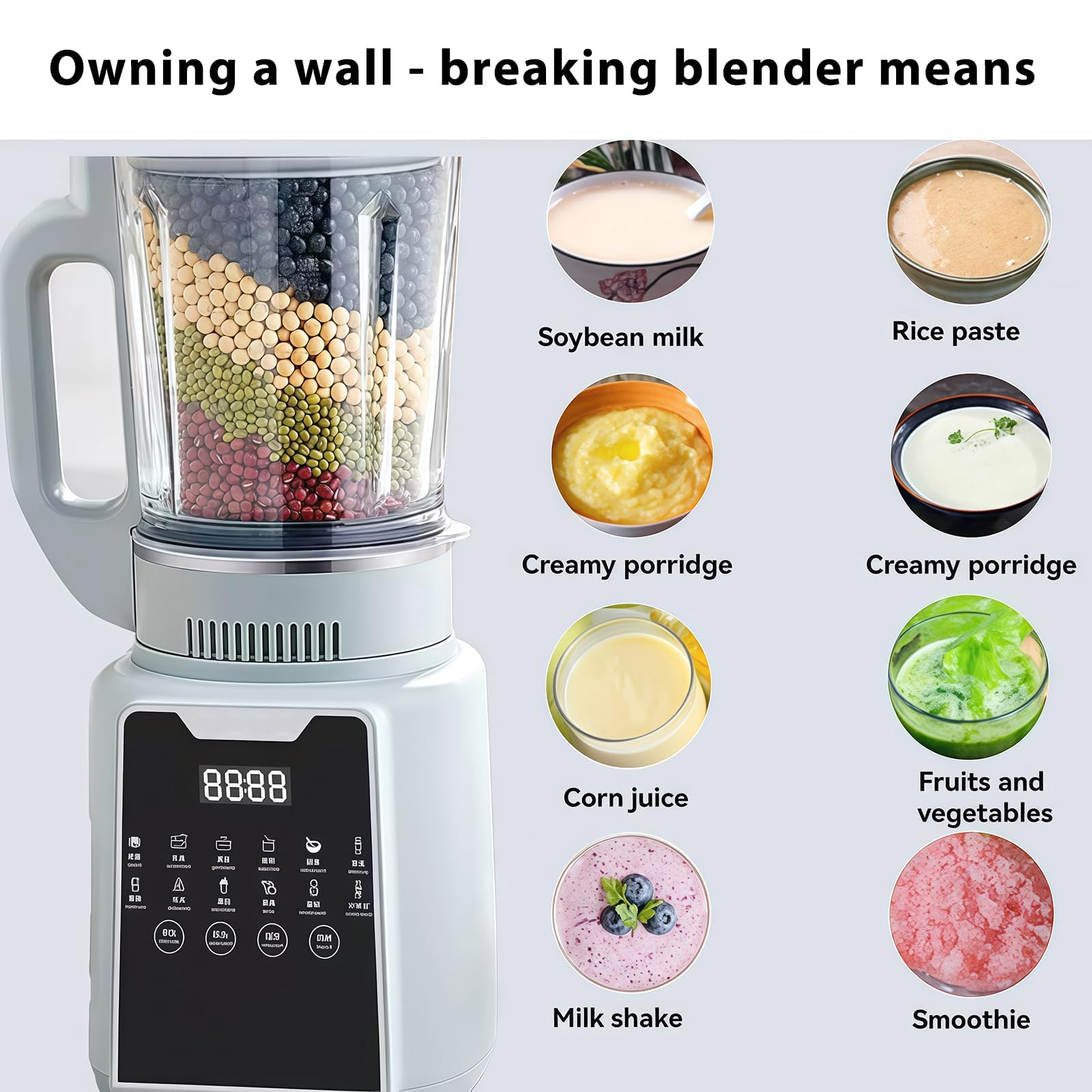 Szybki blender na blat 1200 W, kruszarka do gorącego i zimnego lodu oraz robot kuchenny z cichą pracą 60 dB (szary tytanowy)