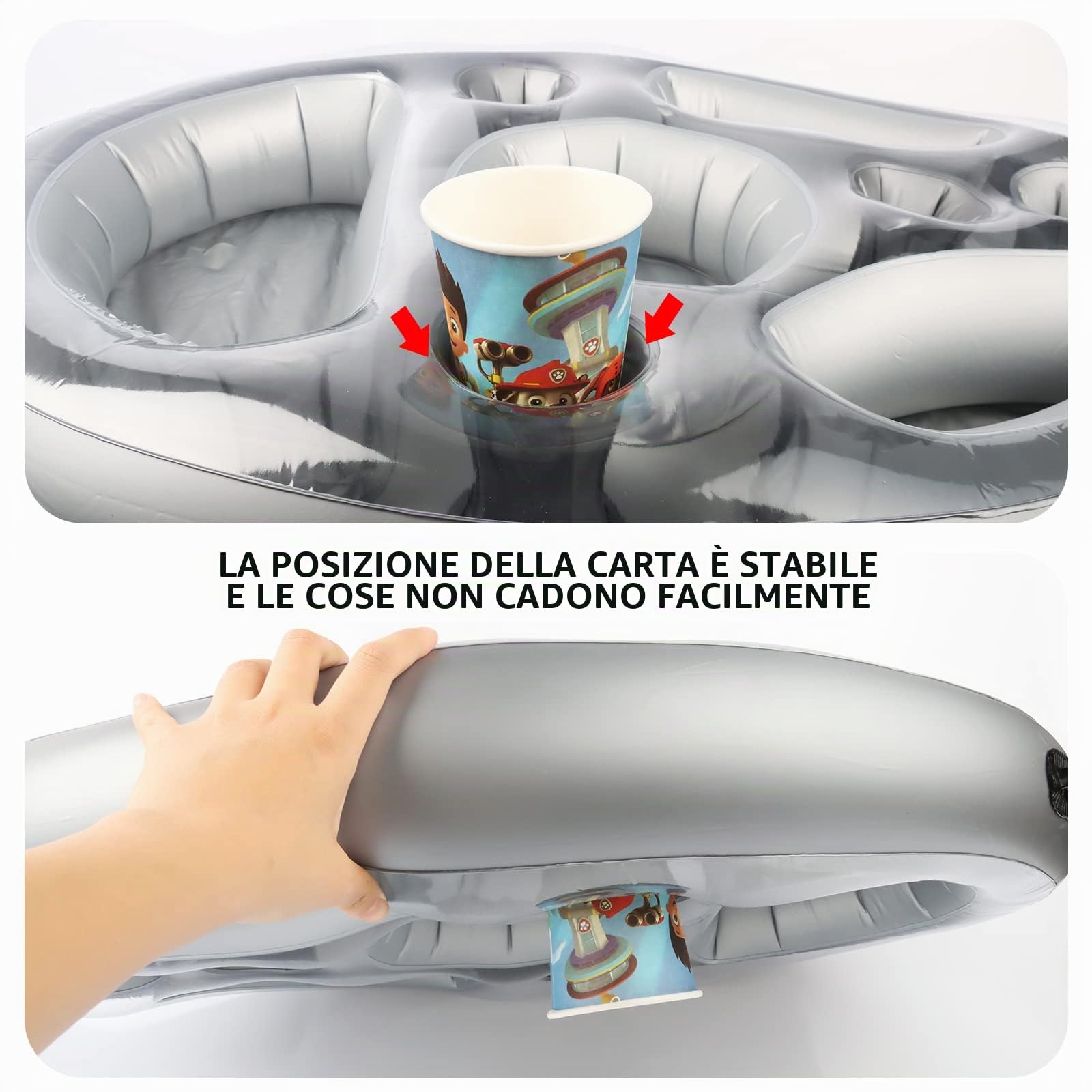 Yisscen Portabibite Gonfiabile Galleggiante, Portabevande 2-in-1 e Porta Snack Bar Piscina 8 Fori Sottobicchieri di Grande Capacità, Portabottiglie Gonfiabile Galleggiante Festa in Piscina Estiva