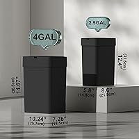 Vista 2 de ELPHECO Bathroom Trash Can with Lid, 2 Pack Automatic Garbage Can, 2.5 Gallon + 4 Gallon Motion Sensor Smart Bathroom Decor, Slim Waterproof Trash