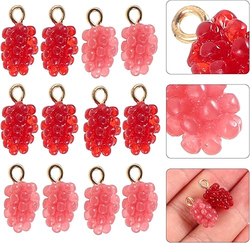 Miniatura 7 de 12 dijes de uva de resina de colores surtidos para hacer joyas, dijes de uva para hacer joyas, collares, pulseras, manualidades, bonitos colgantes