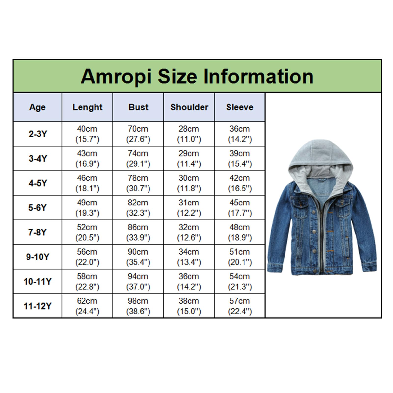 amropi Niños Chaqueta Vaquera con Capucha Jean Chaqueta Cremallera y Botones Jacket