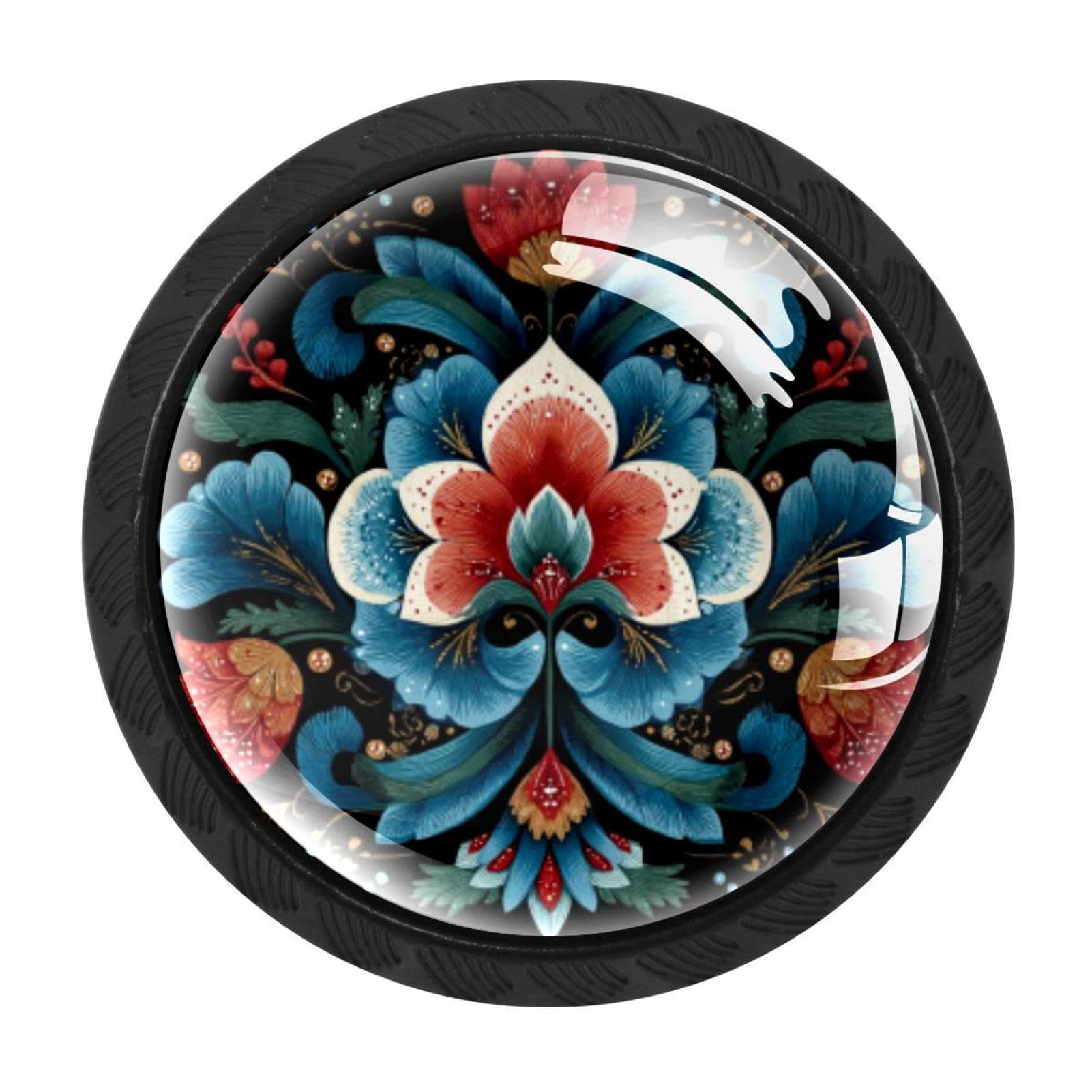 Chenzzzz Multicolored 06 4 Pieces Norwegian Rosemaling Folk Style Flower Kitchen Cabinet Knobs Drawer Knobs Dresser Knobs Black Knobs Drawer Pulls Dresser Drawer Handles Knobs For Dresser Drawers