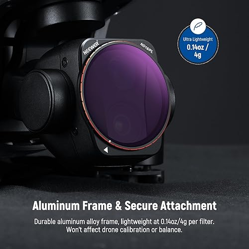 Miniatura 8 de NEEWER Juego de filtros NDPL compatibles con DJI Air 3, paquete de 4 unidades ND8PL ND16PL ND32PL ND64PL Kit de filtro de densidad neutra