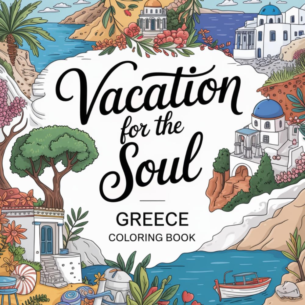 Vacation for the Soul – Greece: A Relaxing Adult Coloring Book Inspired by Greek Islands, Landscapes & Mediterranean Life