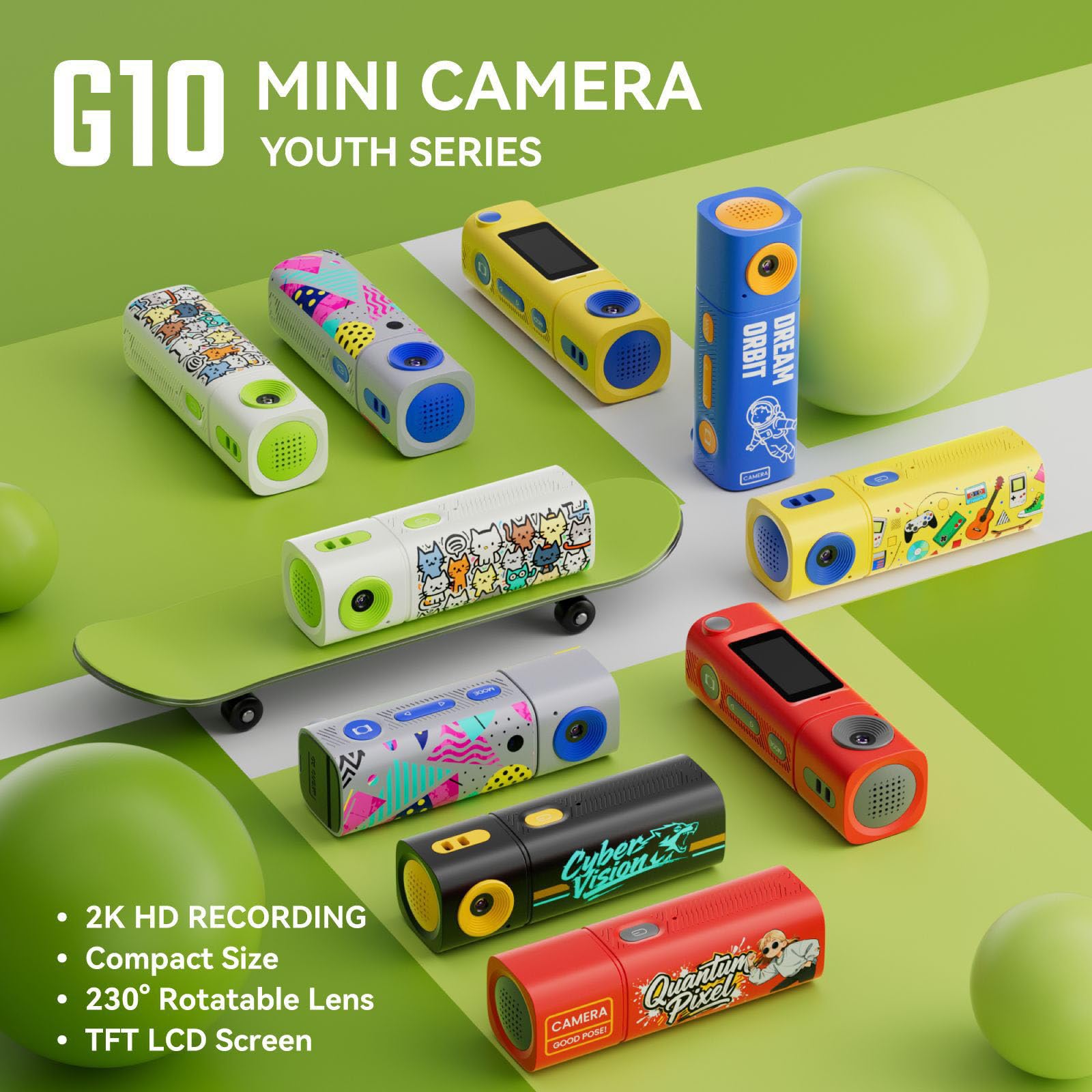 Videocamera 2K con lente rotante e schermo di riproduzione rapida per foto creative fotocamera digitale per bambini