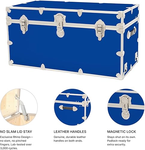 Miniatura 24 de Rhino Trunk & Case Baúl XXL de vinilo en relieve de cuero, cofre universitario, almacenamiento en el hogar, asiento de dormitorio, reposapiés de