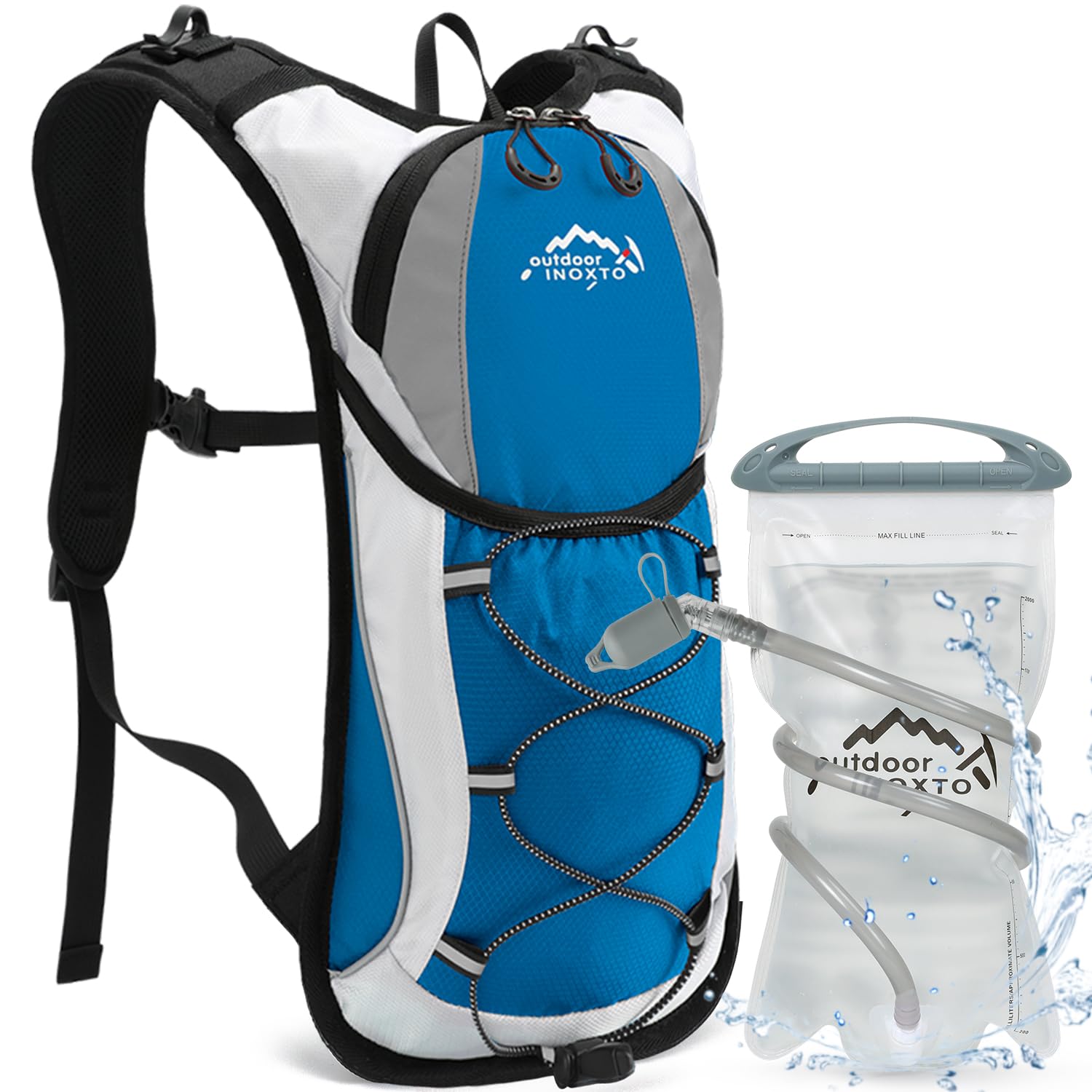 IX INOXTOHydration Pack Backpack, Lightweight Water Backpack with 2L Leakproof Hydration Bladder Daypack for Men Women,Running Hydration Vest for Outdoor Trail