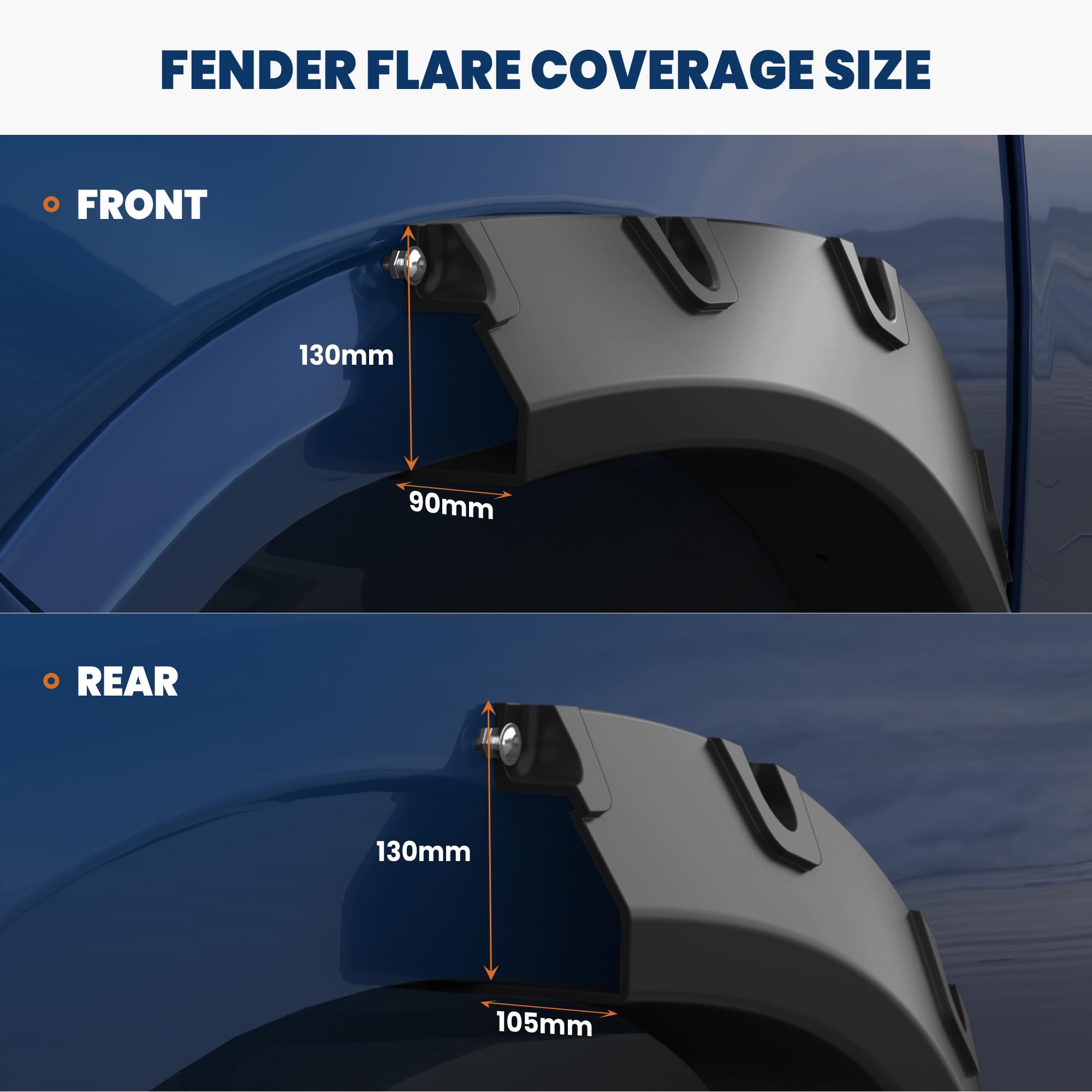 KUIPERAUTO Smooth Pocket Rivet Fender Flares Set Of 4 For Dodge Ram 1500 2009-2018 & 1500 Classic 2019-2023 - View #10