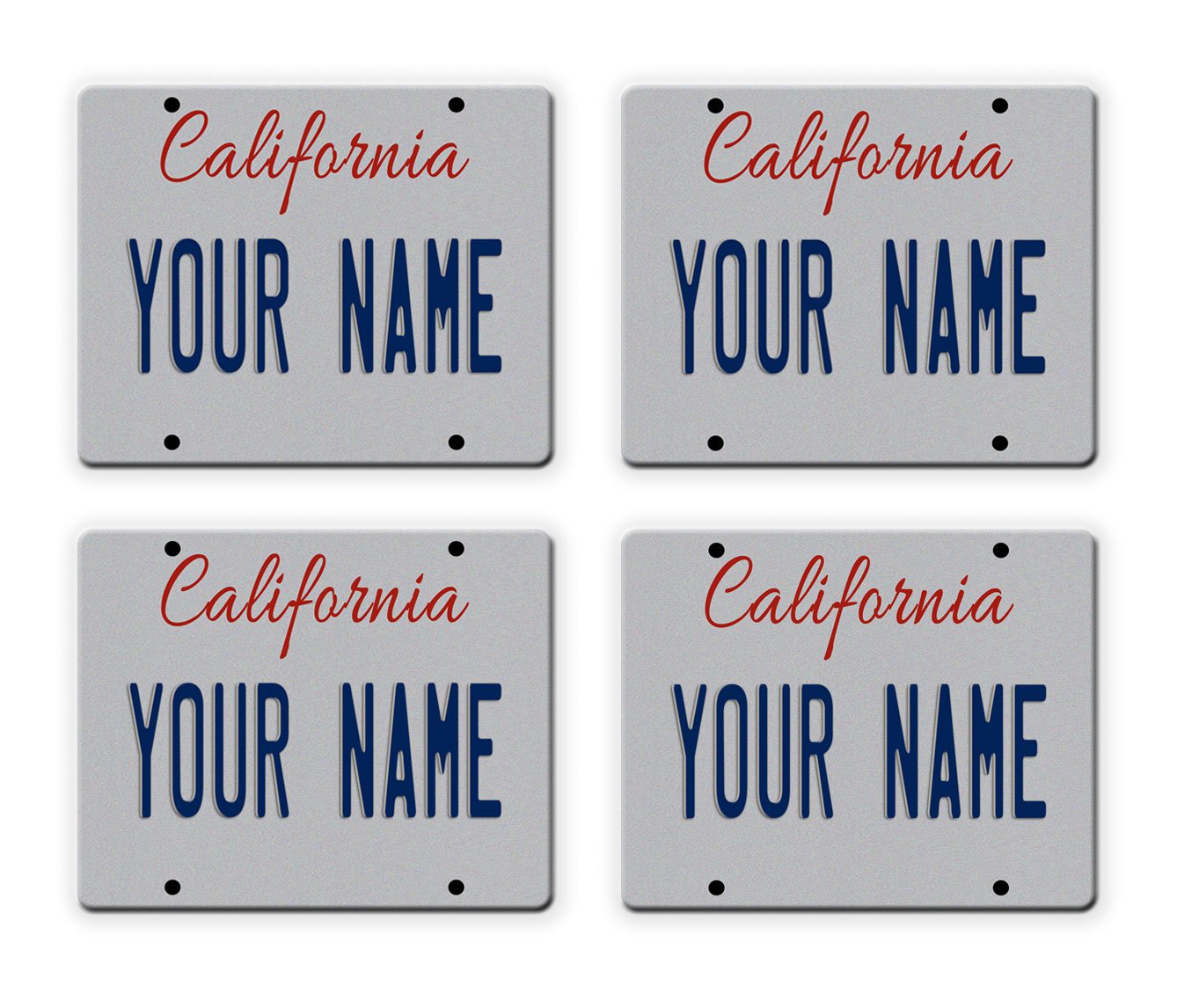 Bleu ReignBleuReign(TM) Personalized Custom Name California State License Plate Set of 4 Square Coasters