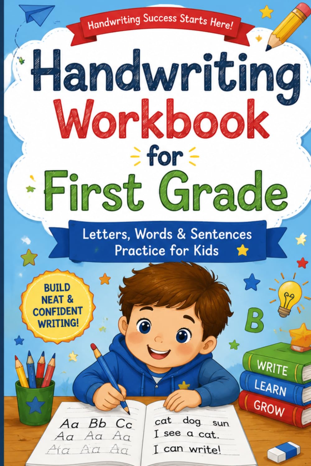 Handwriting Workbook for First Grade: Letters, Words & Sentences Practice for Kids