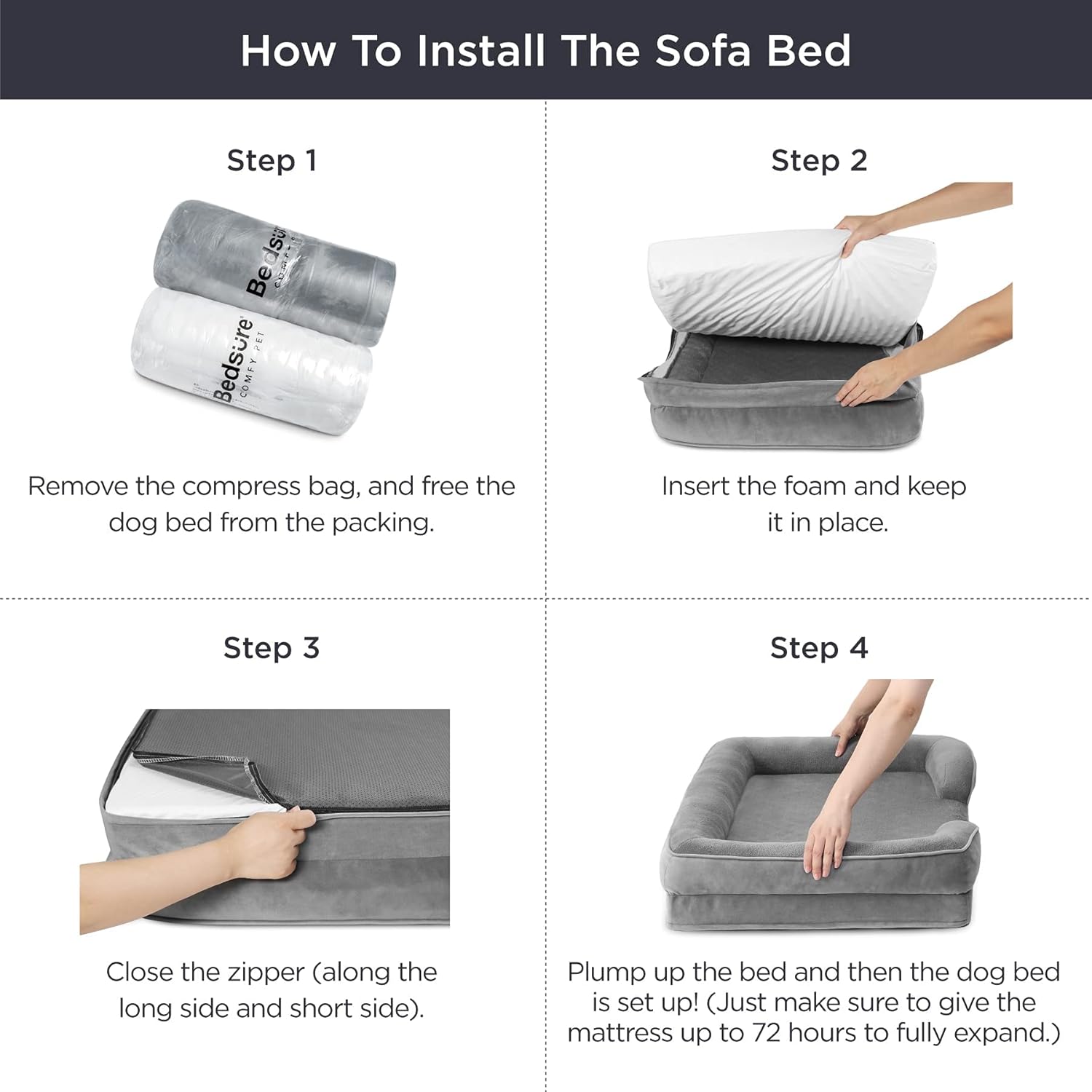 Bedsure Orthopedic Dog Bed for Medium Dogs - Waterproof Dog Bed Medium, Foam Sofa with Removable Washable Cover, Waterproof Lining and Nonskid Bottom Couch, Pet Bed : Pet Supplies